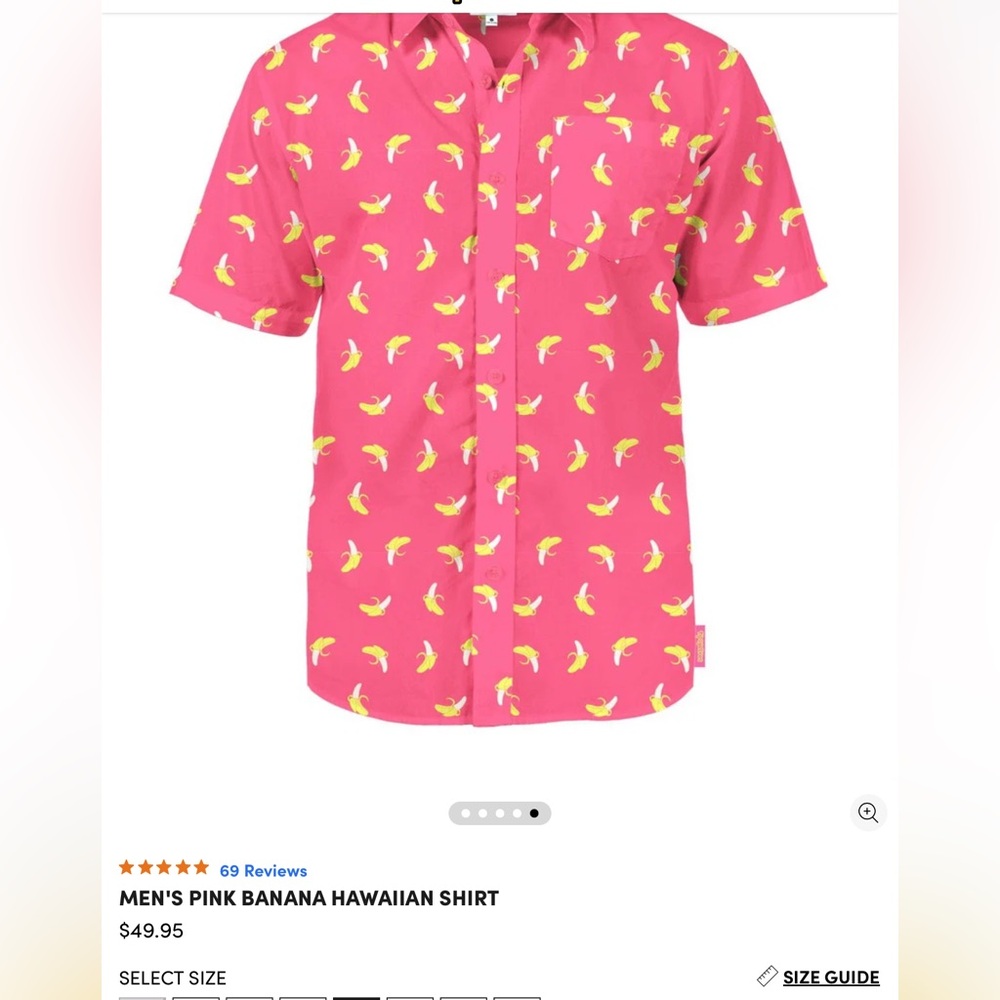 MEN'S PINK BANANA HAWAIIAN SHIRT XL like new